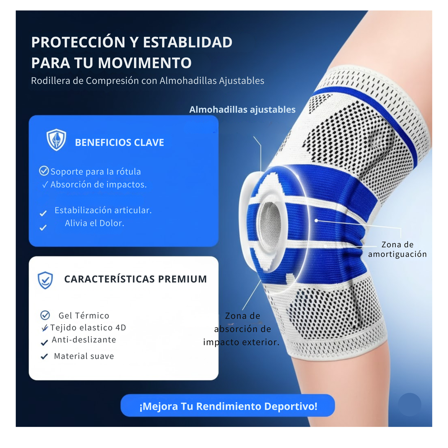 RelevoKnee Rodillera Deportiva de Gel Térmico